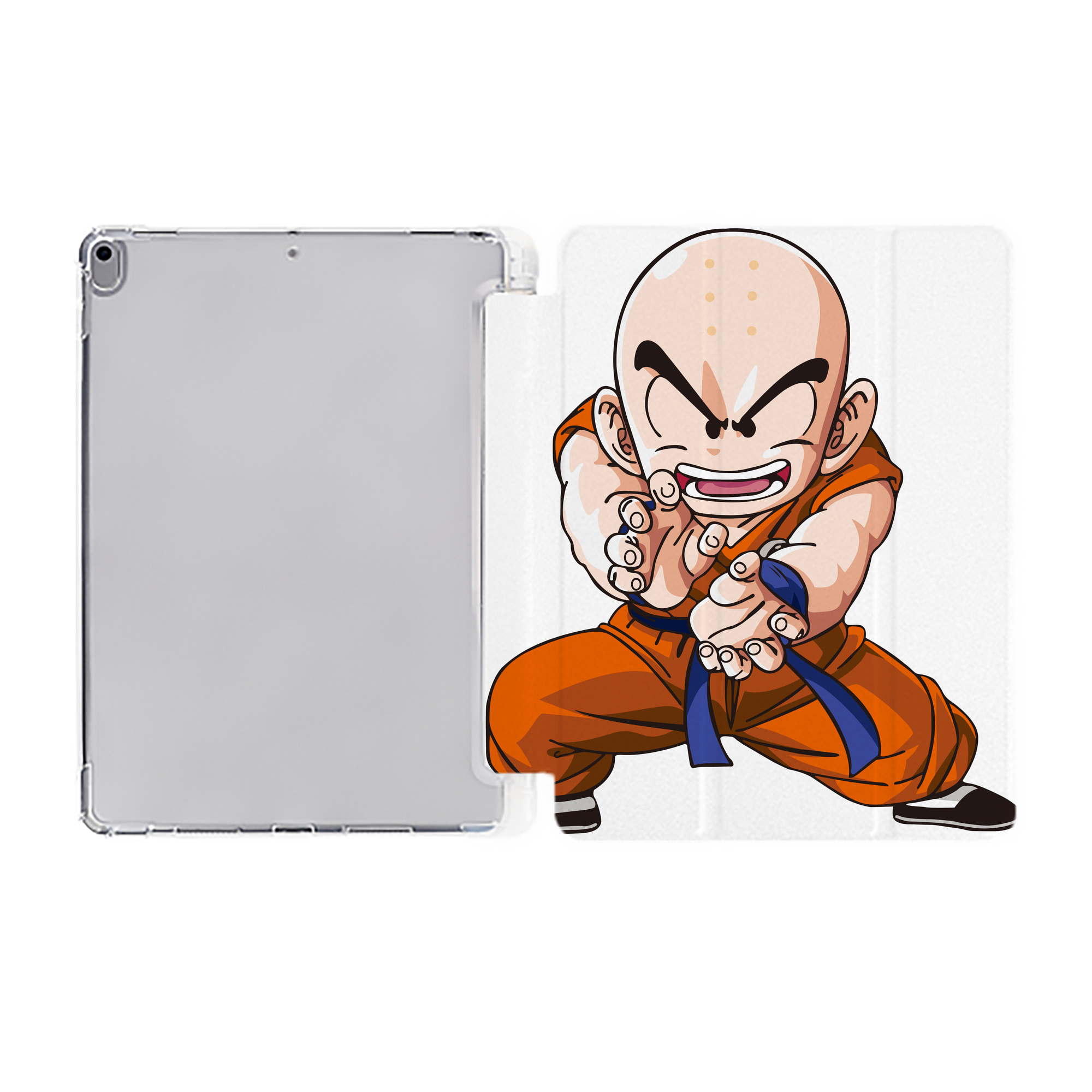 （画像用） ドラゴンボール クリリン DRAGON BALL krillin IPad ケース ペン収納付き 三つ折りスタンド PUレザー×シリコン 対応機種9.5/10.5/10.9インチ
